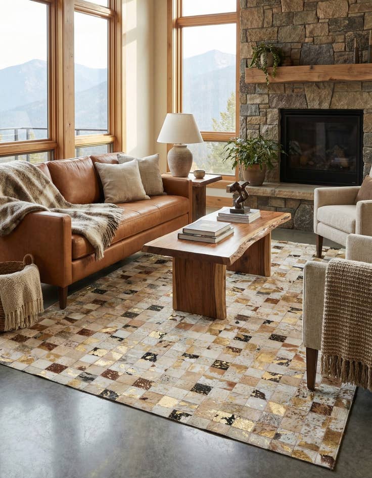 Detail image of 5' x 8' Cowhide Leather Rug