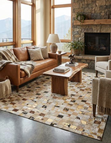 5' x 8' Cowhide Leather Rug