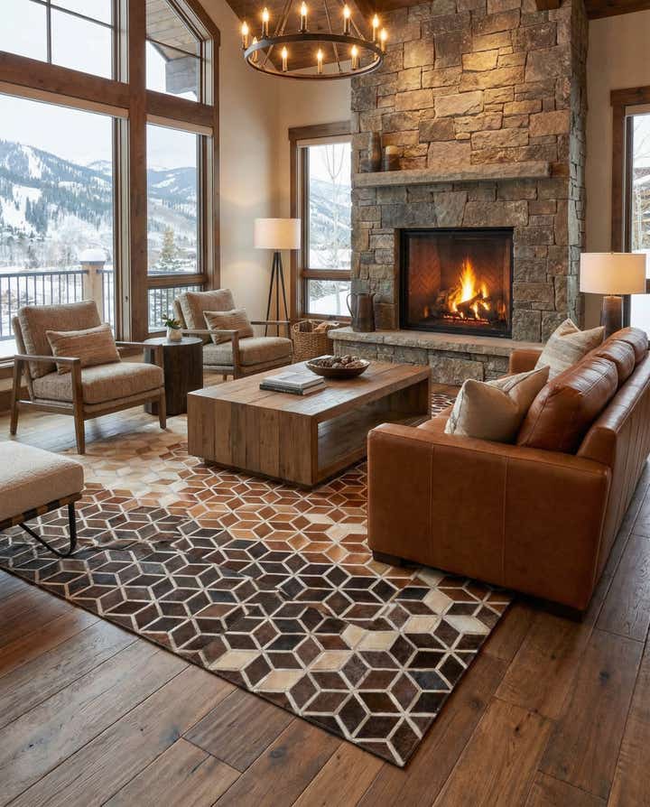 5' 2 x 7' 10 Cowhide Rug