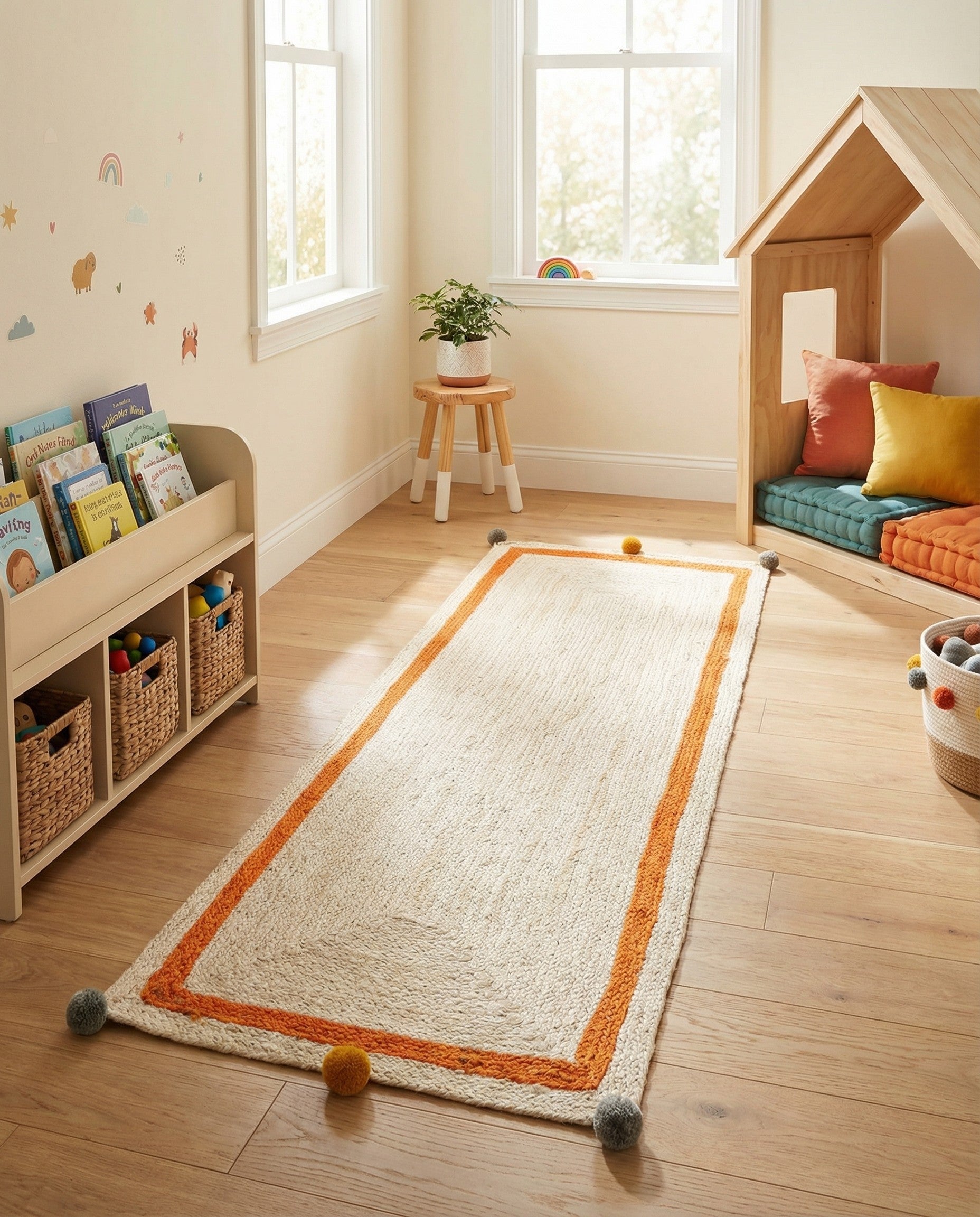  2' x 6' 1  Hand Braided Kids Braided Jute Runner Rug