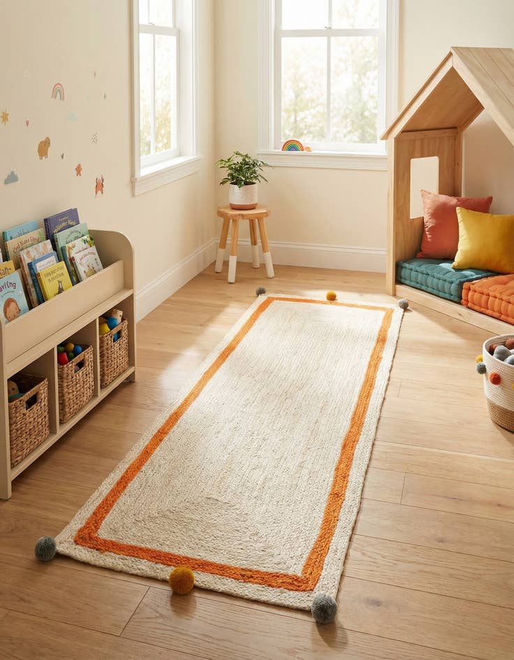 Detail image of 2' x 6' 1  Hand Braided Kids Braided Jute Runner Rug