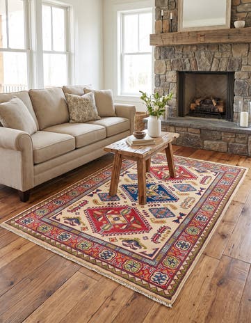 4' x 6' 2 Hand Knotted Kazak Rug