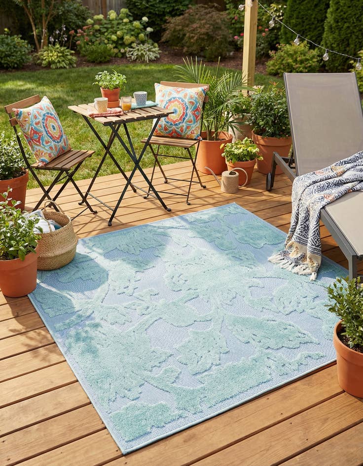 Detail image of  5' 3 x 5' 3  Washable Aruba Indoor / Outdoor Square Rug