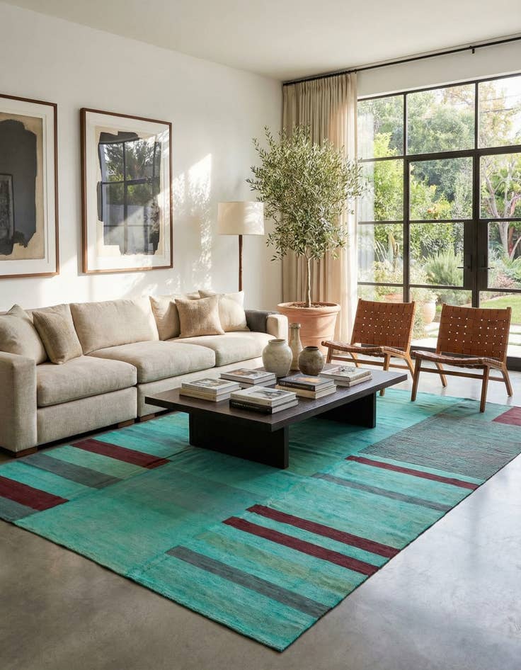 Detail image of 9' 8 x 13' 4  Hand Woven Kilim Modern Wool Rug