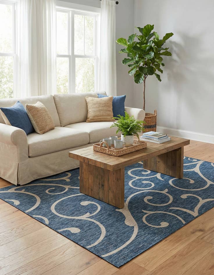 Detail image of 6' x 9'  Washable Botanical Indoor / Outdoor Rug