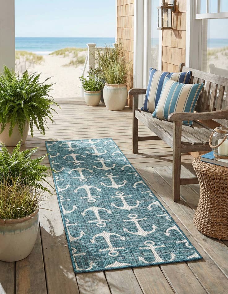 Detail image of  2' x 6'  Washable Coastal Indoor / Outdoor Runner Rug