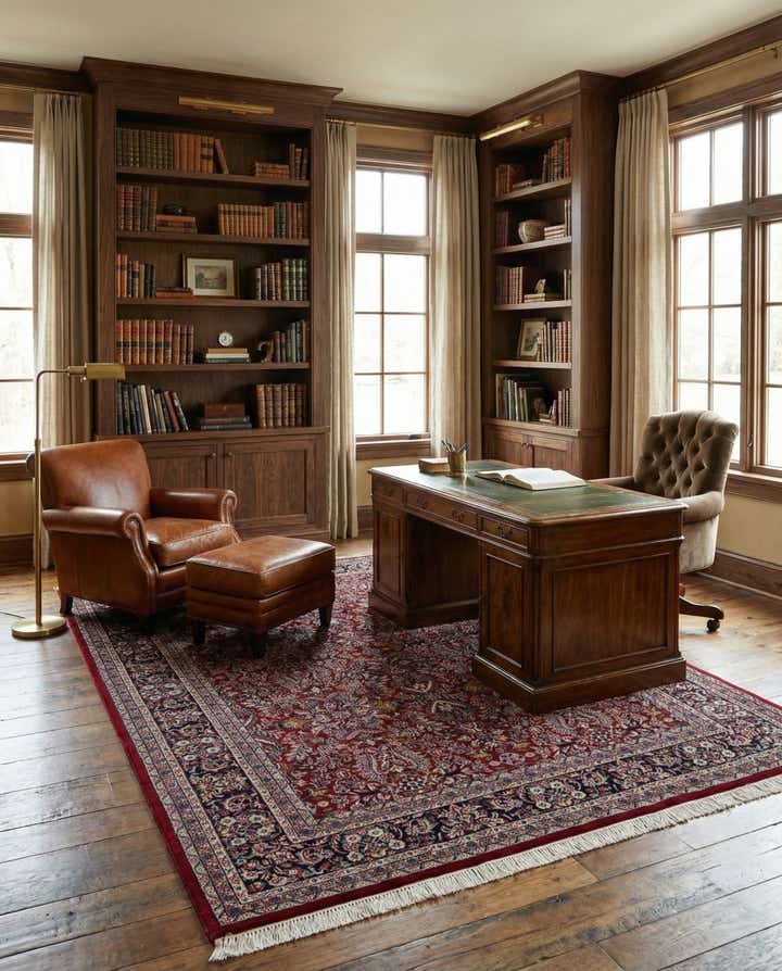 6' 7 x 9' 9 Hand Knotted Kashan Oriental Wool Rug