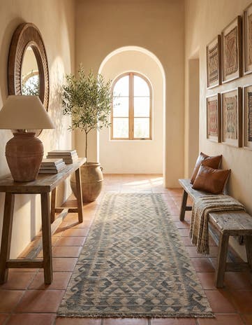 2' 8 x 10' Hand Woven Kilim Maymana Wool Runner Rug