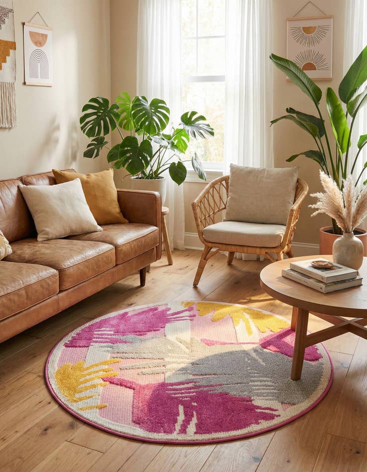 Detail image of 3' 3 x 3' 3  Washable Aruba Indoor / Outdoor Round Rug