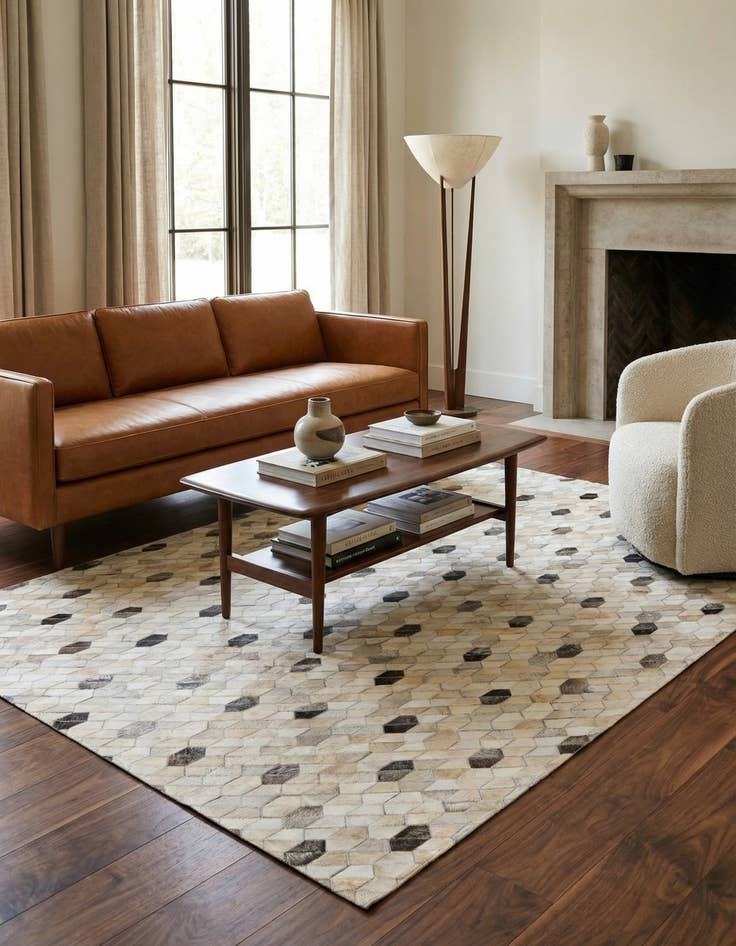 Detail image of 5' 3 x 7' 8 Cowhide Rug