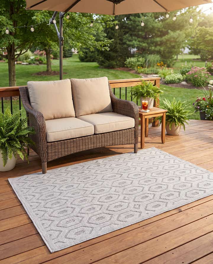 4' x 6' Easy-Clean Trellis Textured Indoor / Outdoor Rug