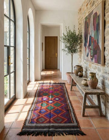 2' 3 x 7' Hand Knotted Kilim Fars Persian Wool Runner Rug