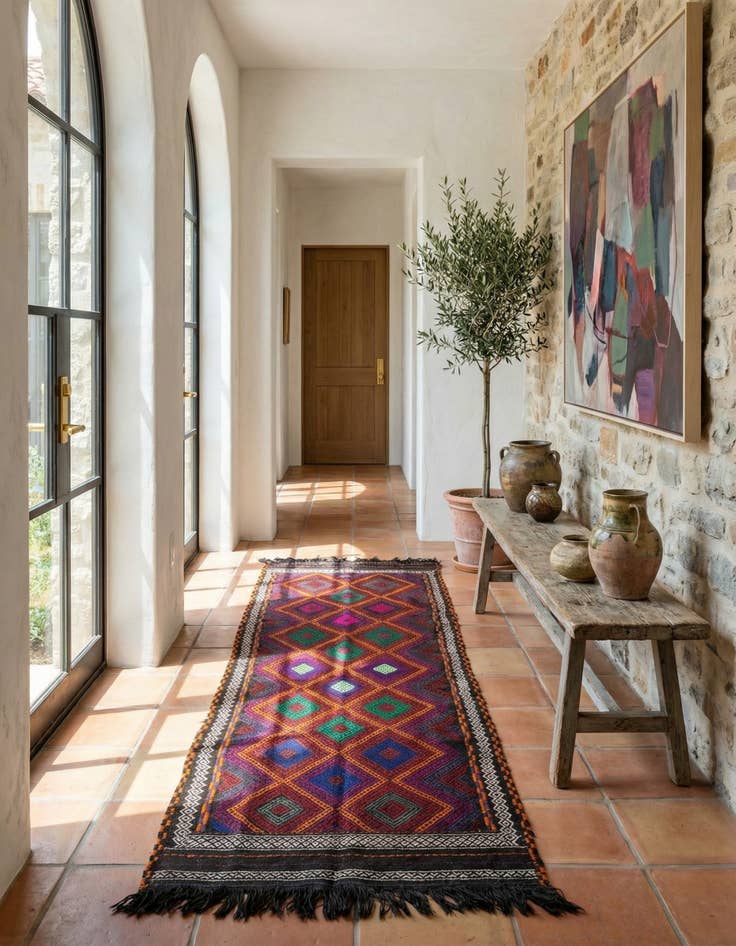 Detail image of 2' 3 x 7'  Hand Knotted Kilim Fars Persian Wool Runner Rug