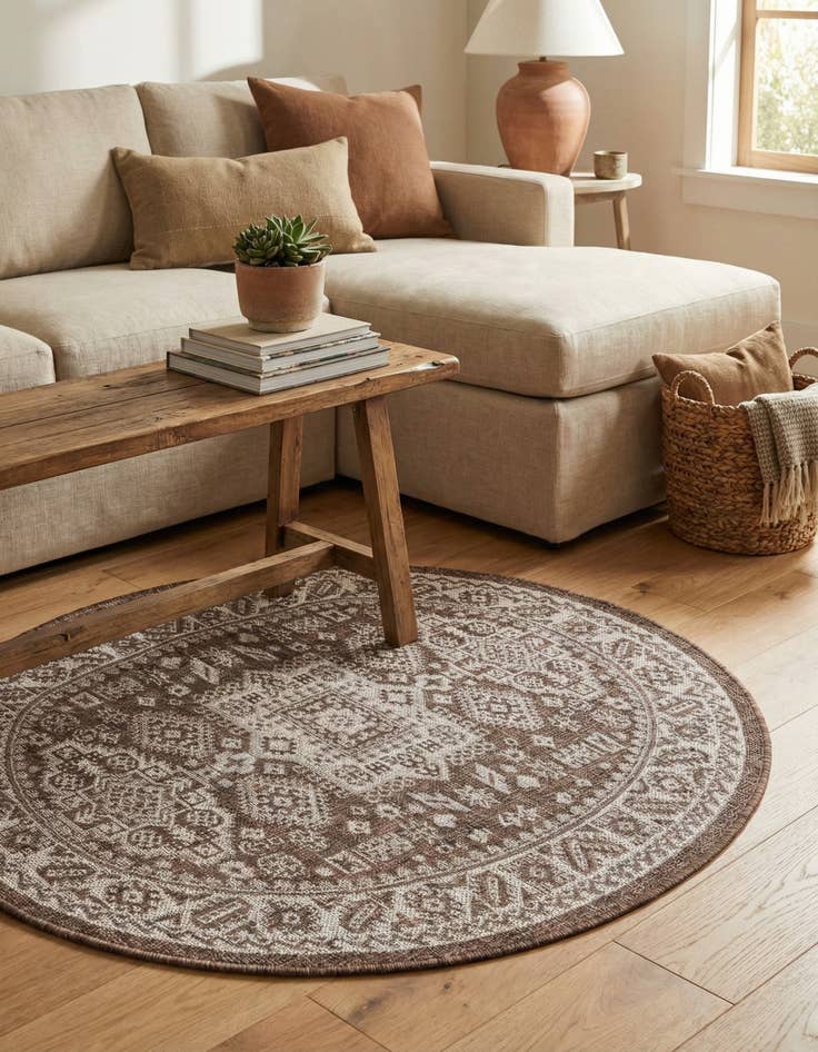 Detail image of 3' x 5' 3  Washable Aztec Indoor / Outdoor Oval Rug