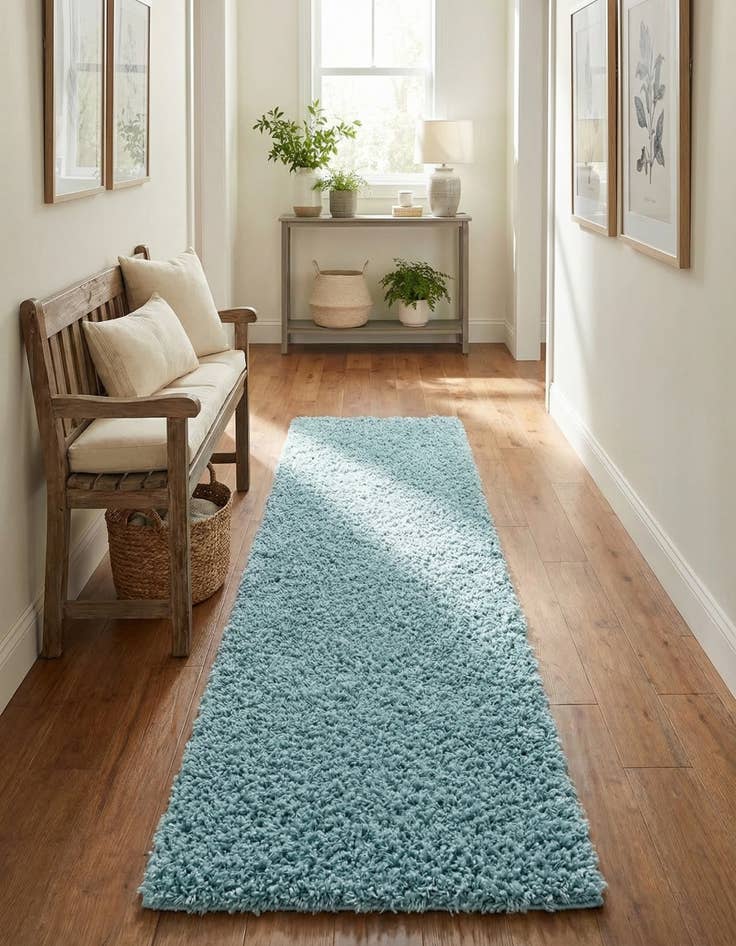 Detail image of 2' 7 x 10' Solid Shag Runner Rug