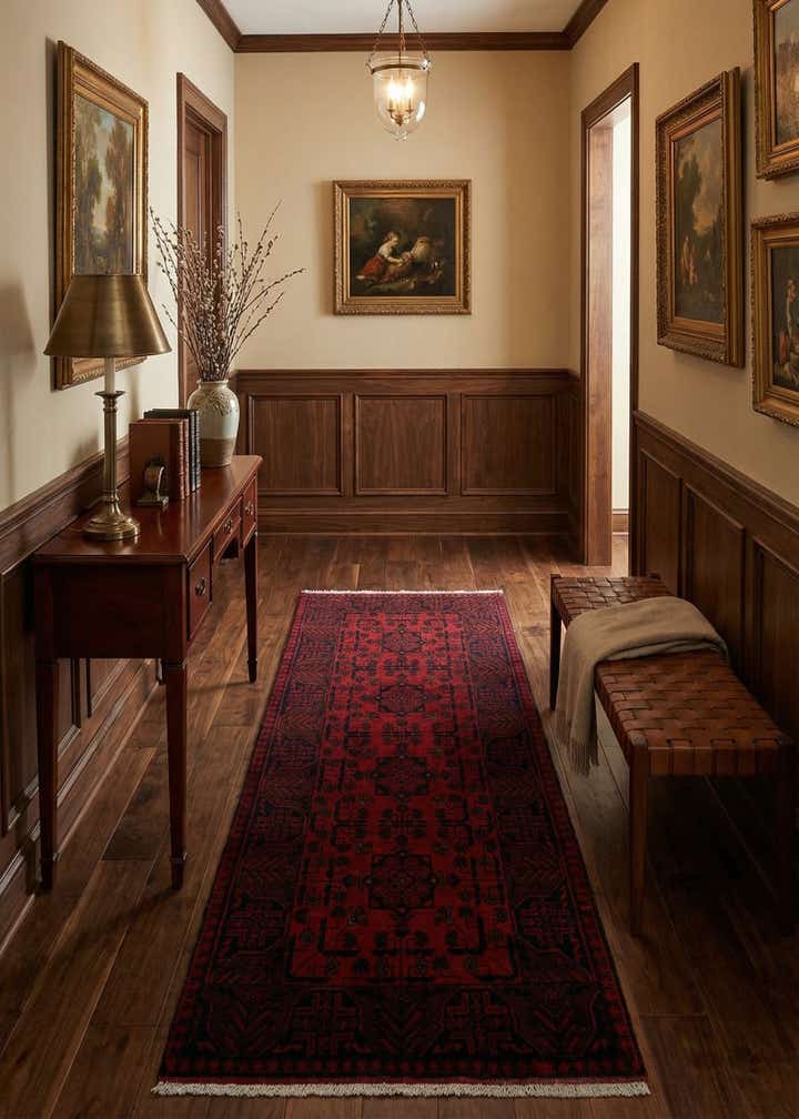 2' 9 x 6' 8 Hand Knotted Khal Mohammadi Wool Runner Rug