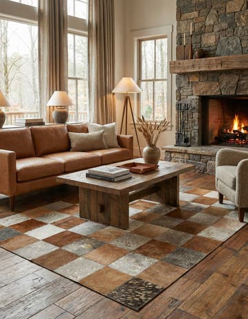 3' 11 x 5' 10 Cowhide - Patchwork Rug