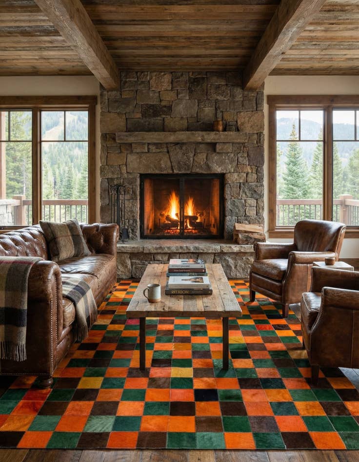 Detail image of 4' 11 x 7' 9 Cowhide - Patchwork Rug