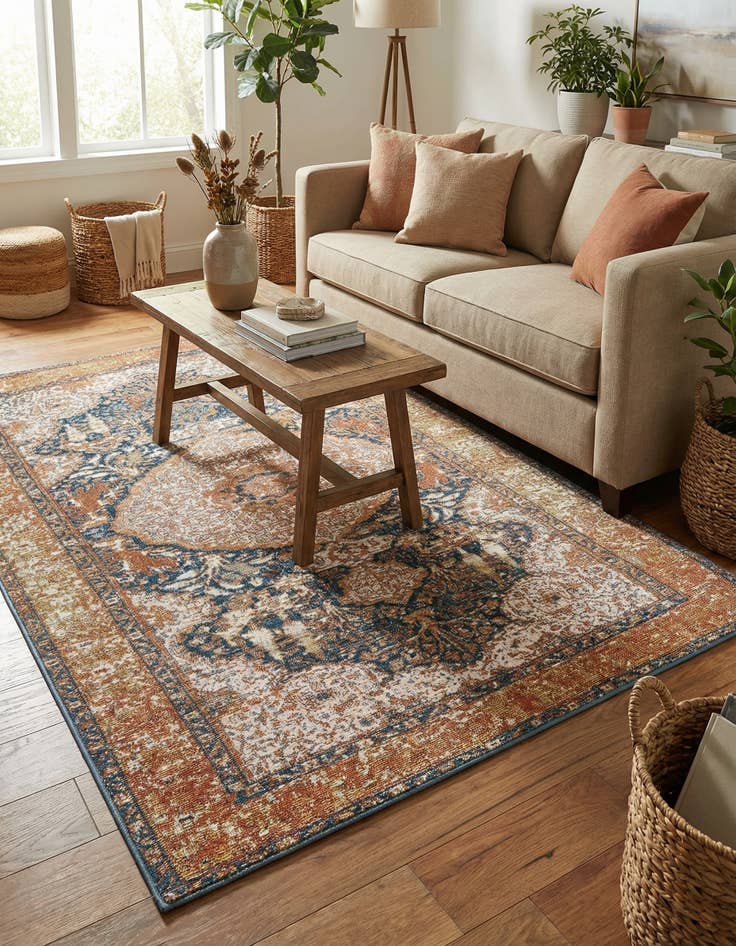 Detail image of 4' x 6' Easy-Clean Traditional Indoor / Outdoor Rug