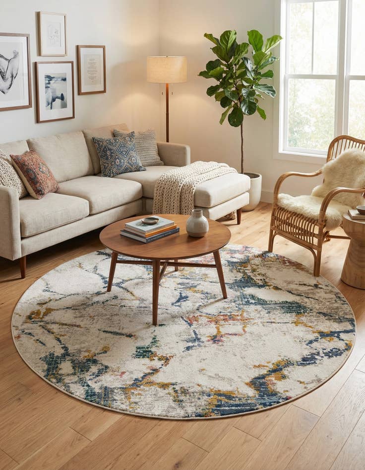 Detail image of 7' 3 x 7' 3 Gemstone Round Rug