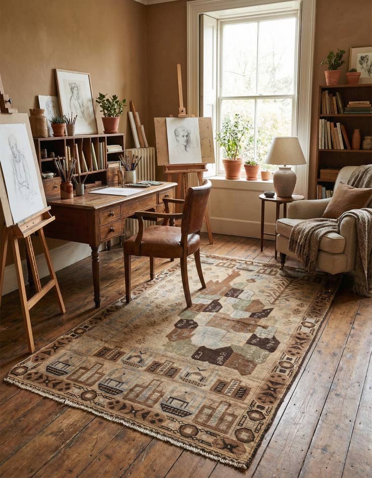 Detail image of  4' x 6' 5  Hand Knotted Balouch Persian Wool Rug