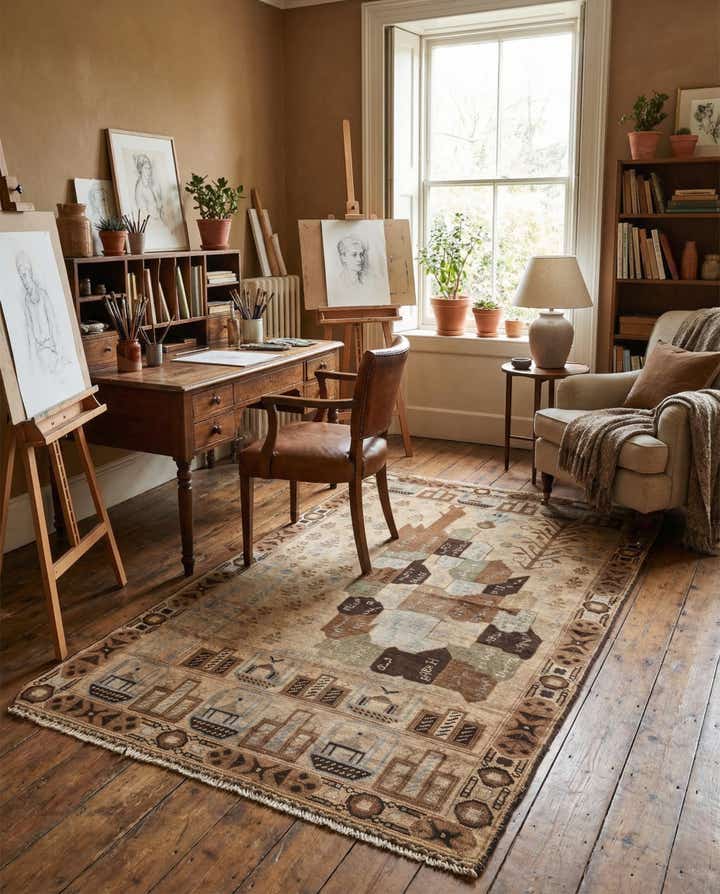 4' x 6' 5 Hand Knotted Balouch Persian Wool Rug