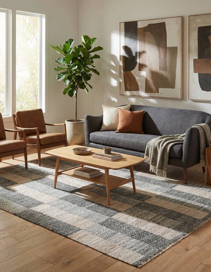 Detail image of 4' 10 x 6' 4  Hand Woven Kilim Modern Wool Rug