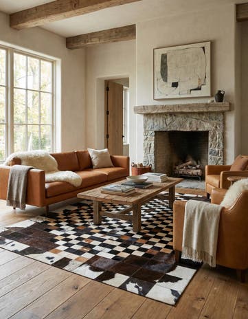 5' 1 x 8' 1 Cowhide Leather Rug