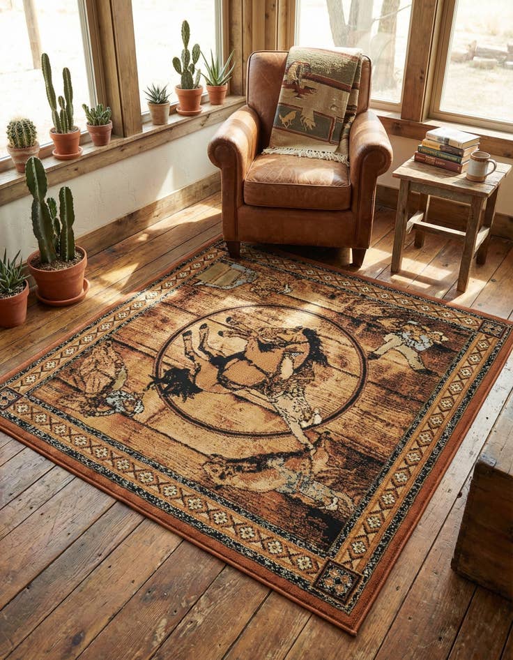 Detail image of  5' 3 x 5' 3 Pioneer Square Rug