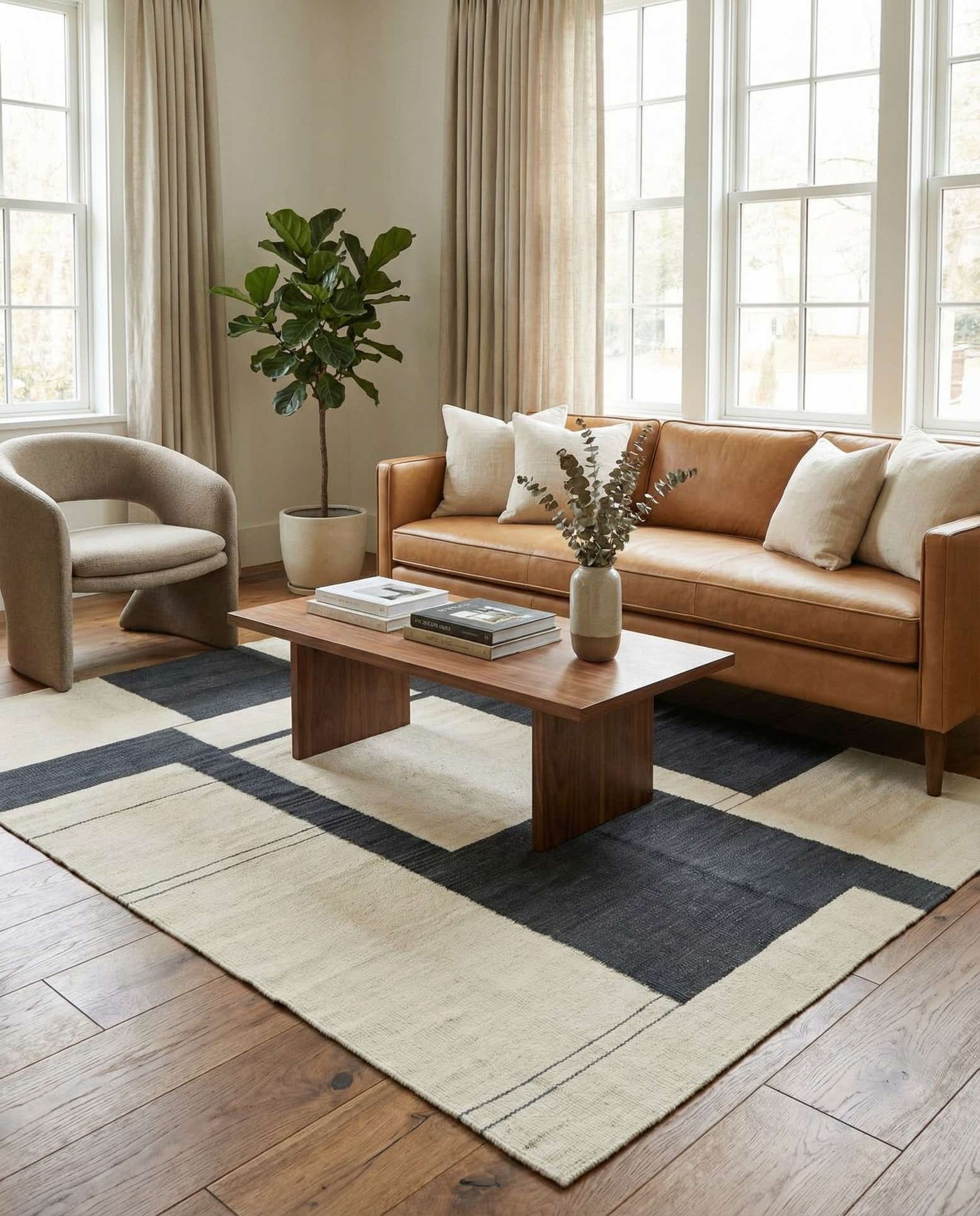 4' 3 x 5' 10 Hand Woven Kilim Modern Wool Rug