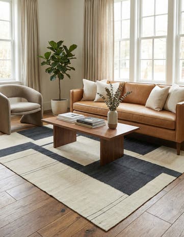 4' 3 x 5' 10 Hand Woven Kilim Modern Wool Rug