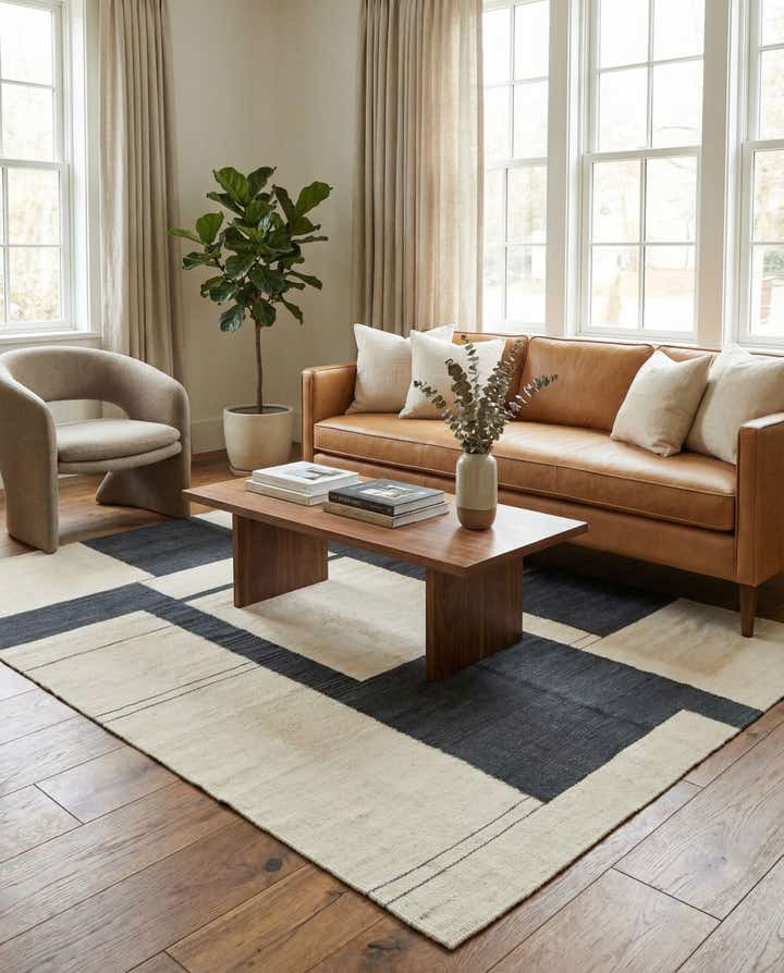 4' 3 x 5' 10 Hand Woven Kilim Modern Wool Rug