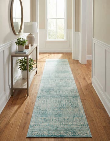 Jill Zarin Teal Uptown Cloisters Runner Rug