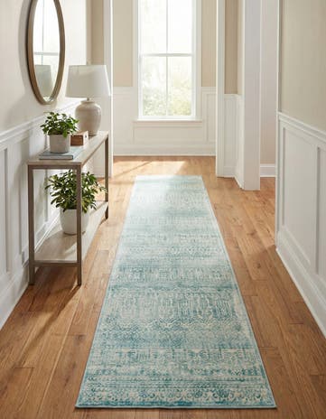 Jill Zarin Teal Uptown Cloisters Runner Rug