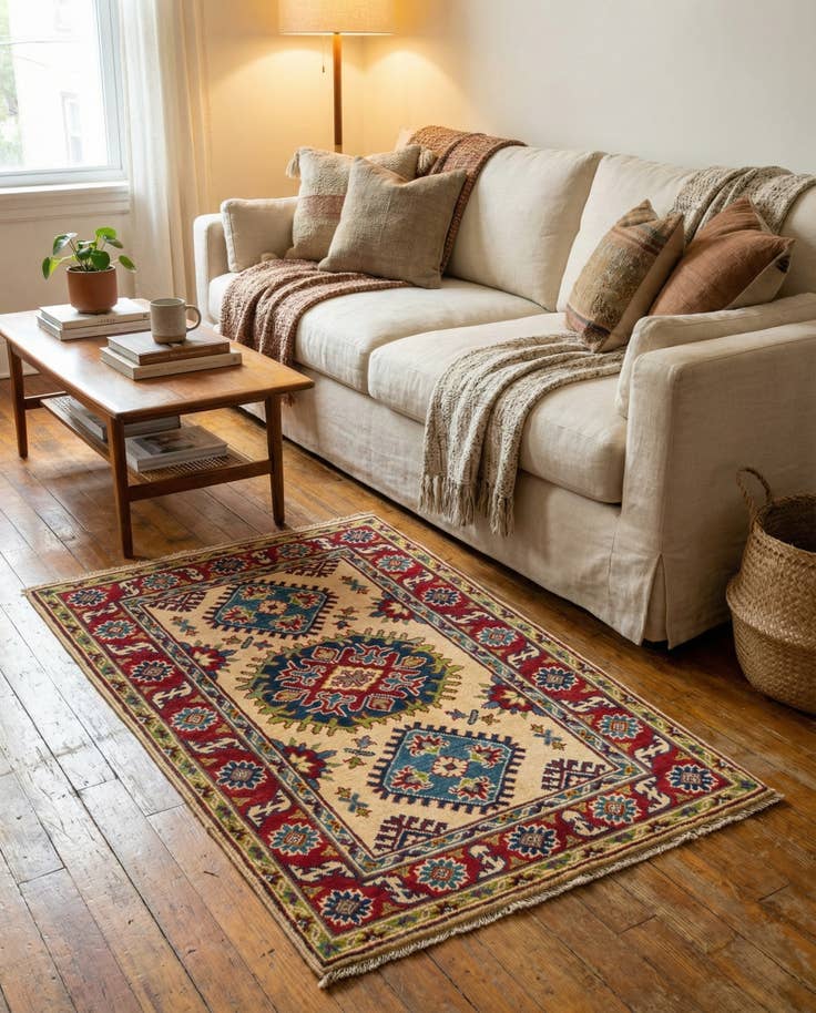Detail image of 2' 7 x 4' 3 Hand Knotted Kazak Rug