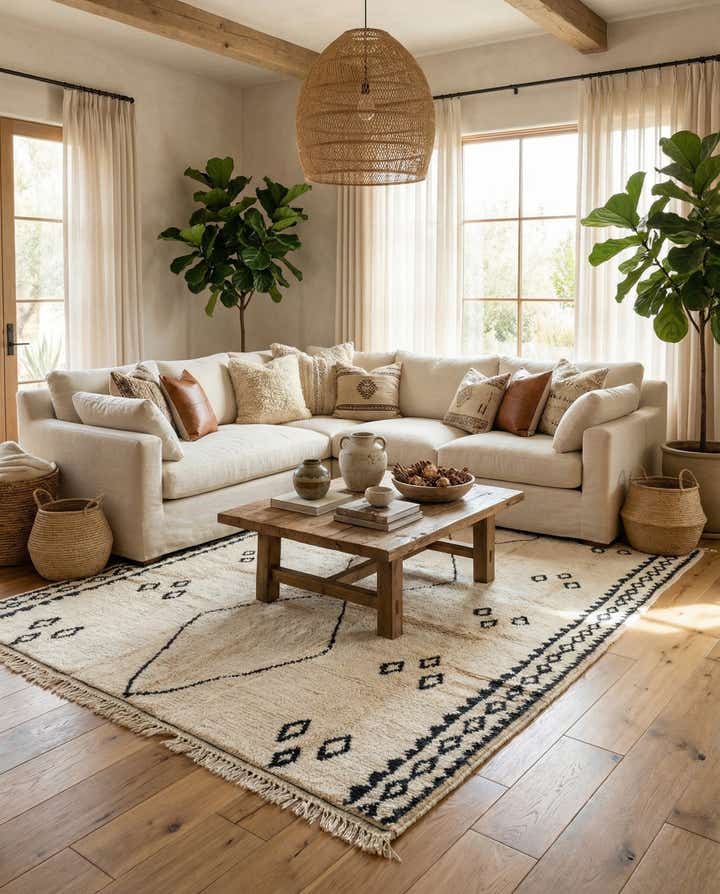 6' 2 x 9' 3 Hand Knotted Moroccan Wool Rug