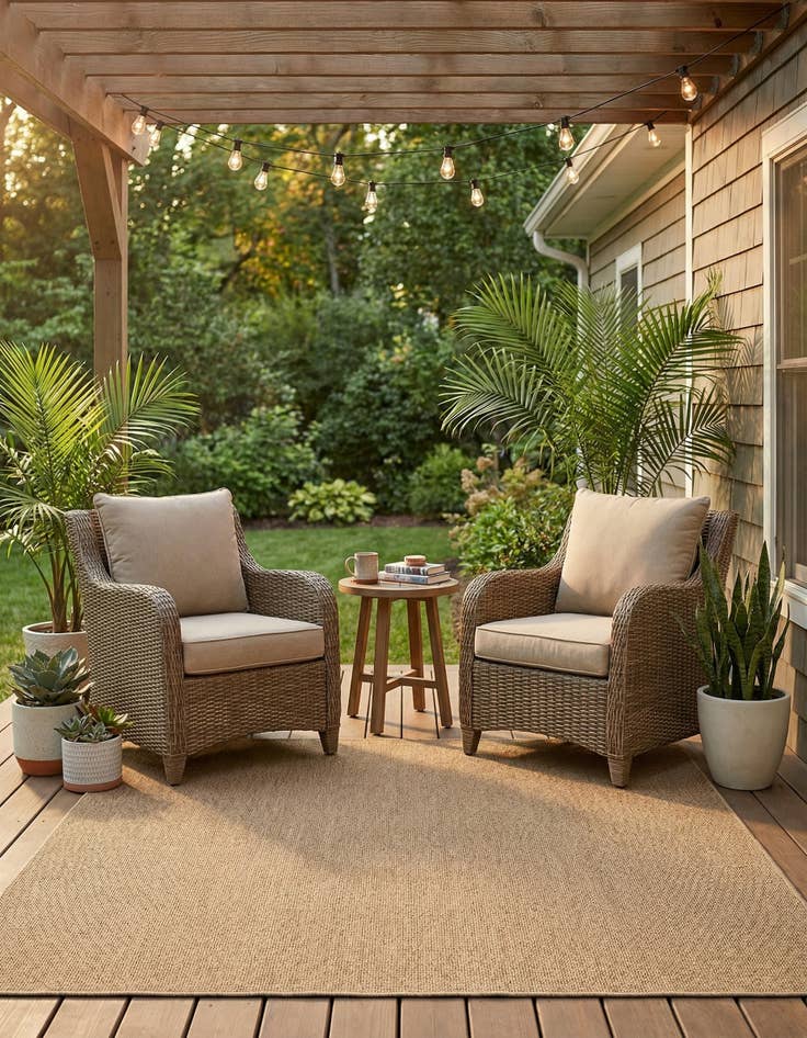 Detail image of  7' 10 x 7' 10  Washable Solid Indoor / Outdoor Square Rug