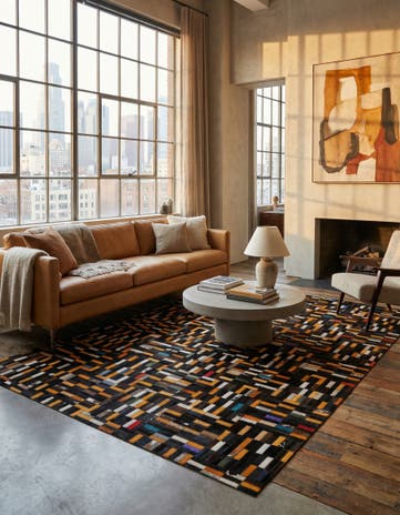 4' 11 x 8' 1 Cowhide - Patchwork Rug