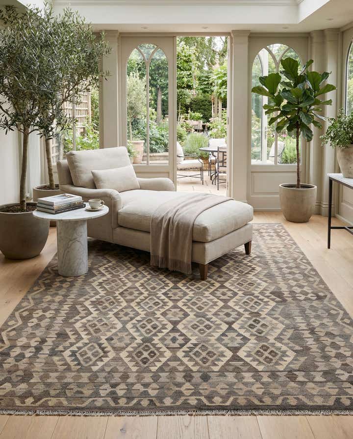 6' 8 x 10' Hand Woven Kilim Maymana Wool Rug