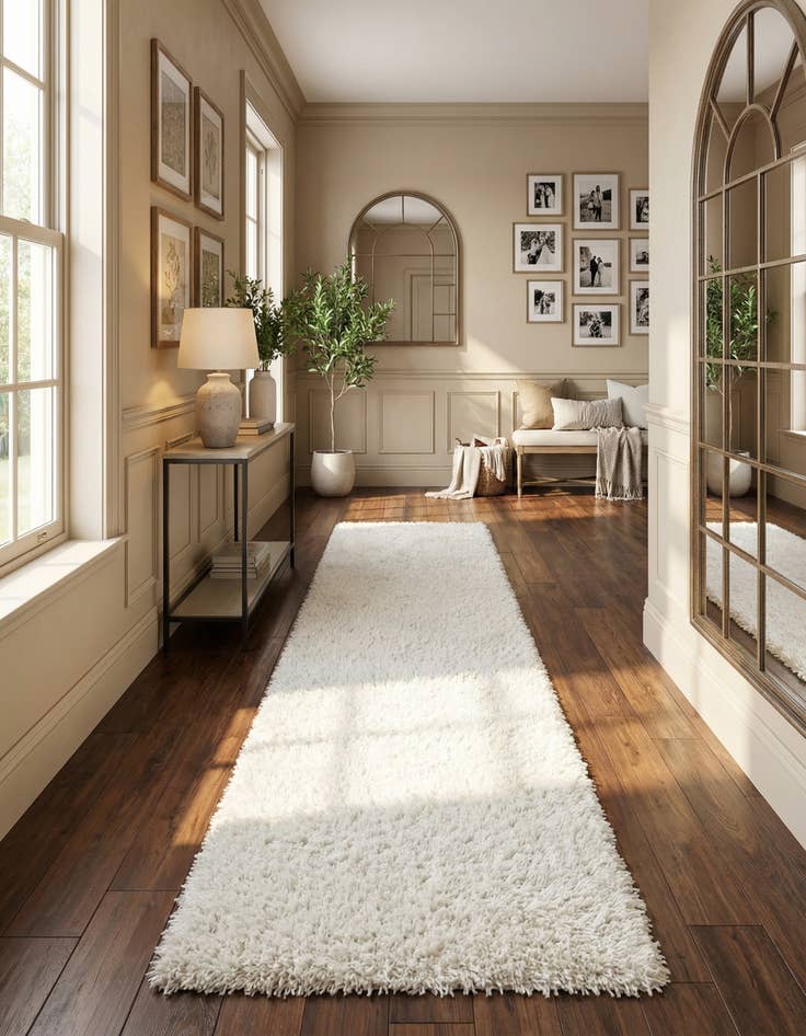 Detail image of  2' 7 x 19' 8 Solid Shag Runner Rug