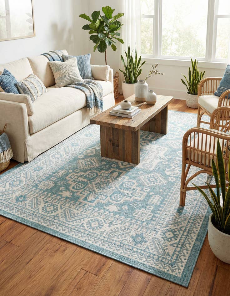 Detail image of 6' x 9'  Washable Aztec Indoor / Outdoor Rug