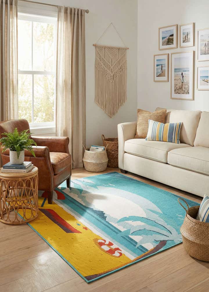 4' x 6' Easy-Clean Coastal Indoor / Outdoor Rug