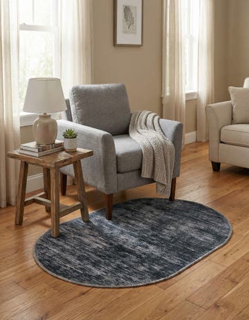 Black Asha Oval Rug