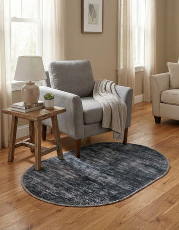 Black Asha Oval Rug