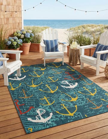 6' x 9' Easy-Clean Coastal Indoor / Outdoor Rug