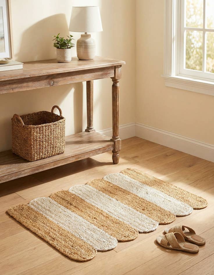 Detail image of 2' x 3' 1  Hand Scallop Braided Jute Rug