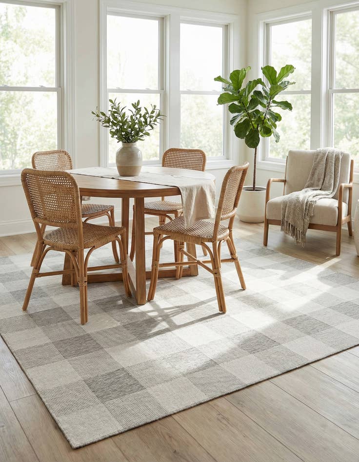 Detail image of 10' x 10'  Washable Checkered Indoor / Outdoor Square Rug