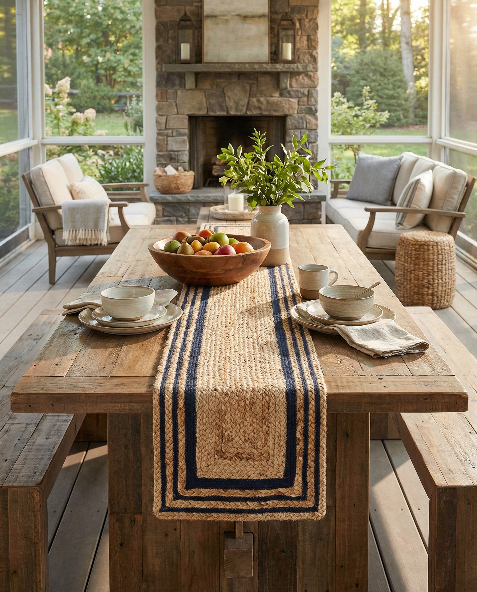  1' 2 x 6' 1  Hand Braided Jute Table Runner Rug