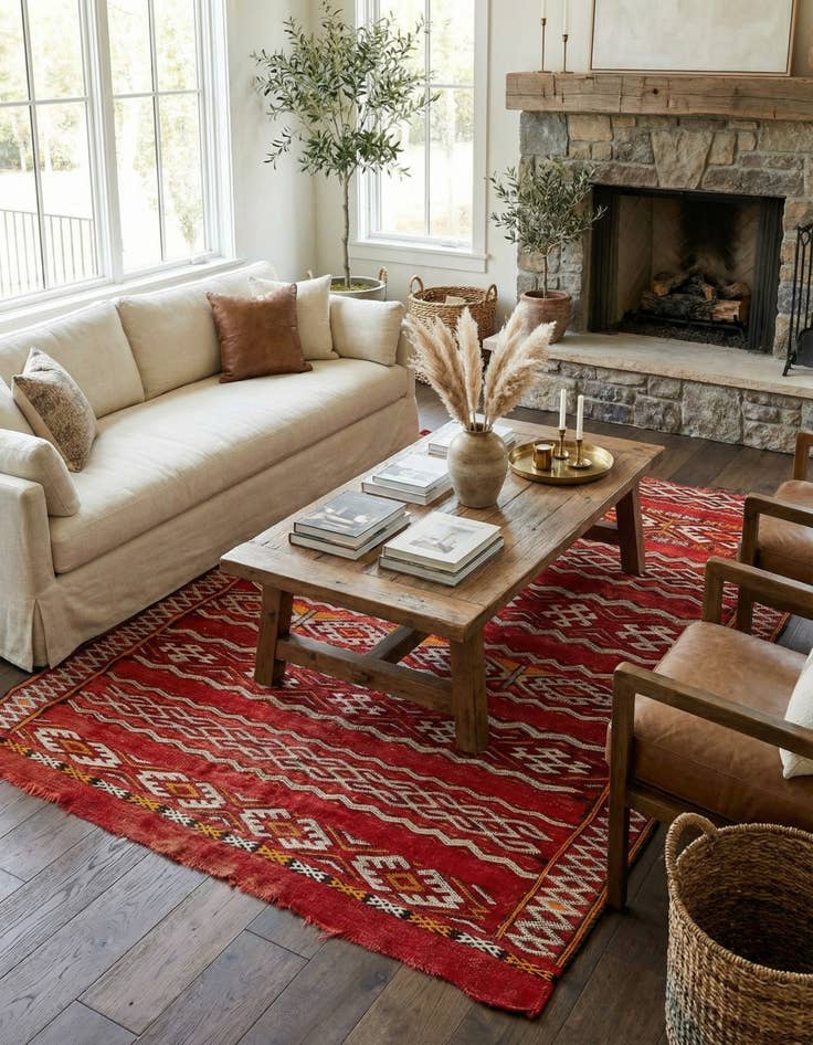 Detail image of  4' 8 x 6' 5  Hand Woven Moroccan Wool Rug