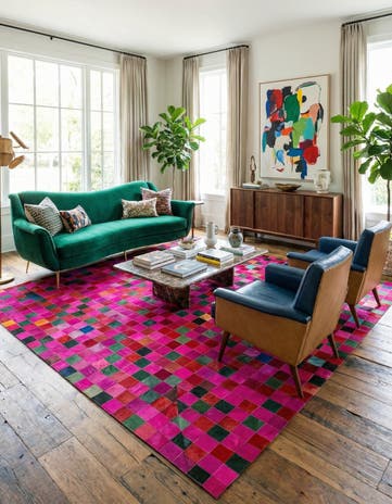 7' 11 x 9' 9 Cowhide - Patchwork Rug
